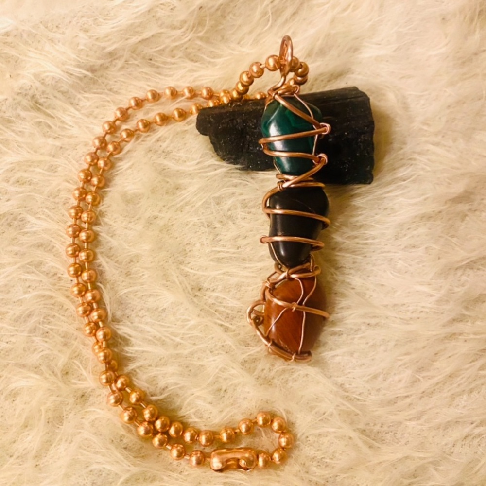 RBG Crystal W/Copper Beaded Necklace|New|Handmade